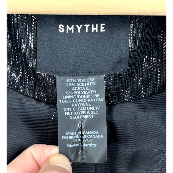 Smythe Womens Ruched Sparkle Metallic Disco Blazer Top Small Glam Event Party - Picture 4 of 8